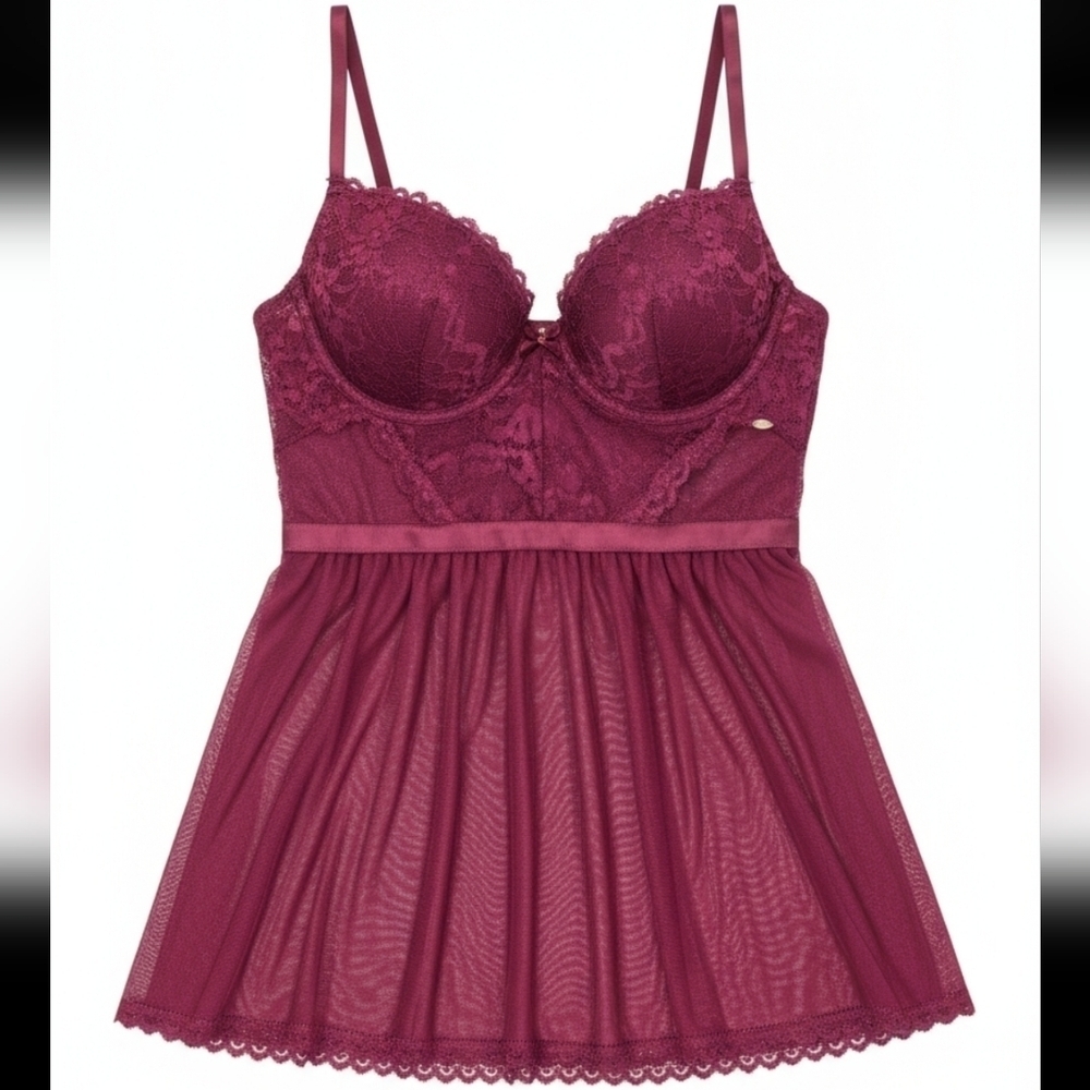 Jessica Simpson Lace Chemise in Deep Burgundy
